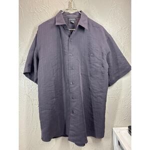 David Adams Collection Men’s Short Sleeve Button Up Shirt Gray Classic Sz Medium